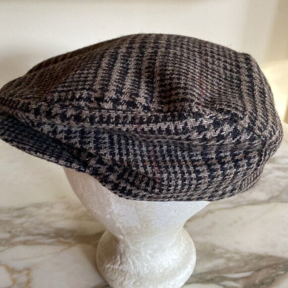 Beige Black Lake of the Isles Newsboy Cabbie Hat Tweed Wool Size M - Picture 3 of 6